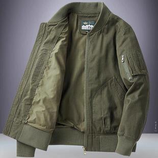 潮牌飞行员夹克外套男春秋加棉加厚宽松大码潮流工装纯棉休闲上衣