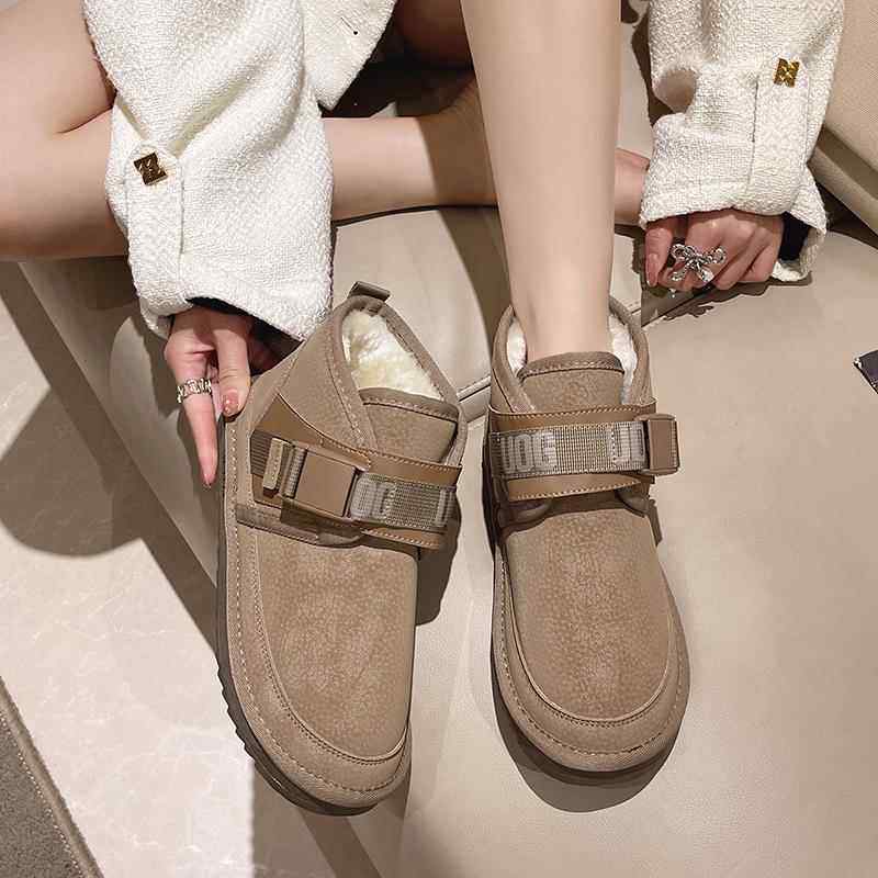 正品加大码棉鞋肥女41一4m3宽胖脚雪地靴冬季胖m加绒短靴子加44码