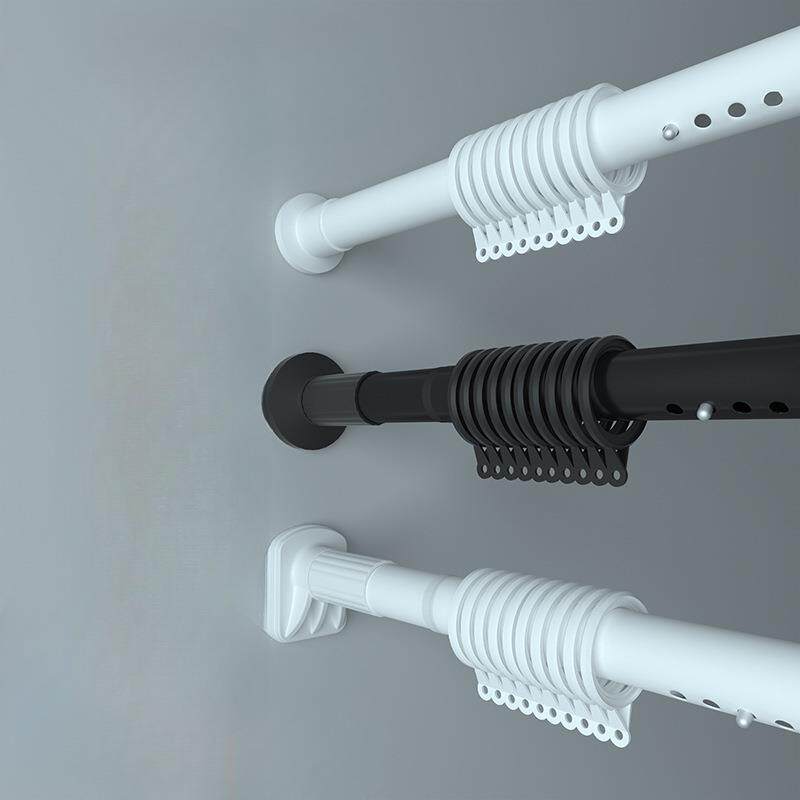 晾衣杆伸缩免打孔安装卧室窗帘杆阳台衣柜衣服支撑杆卫生间浴帘杆