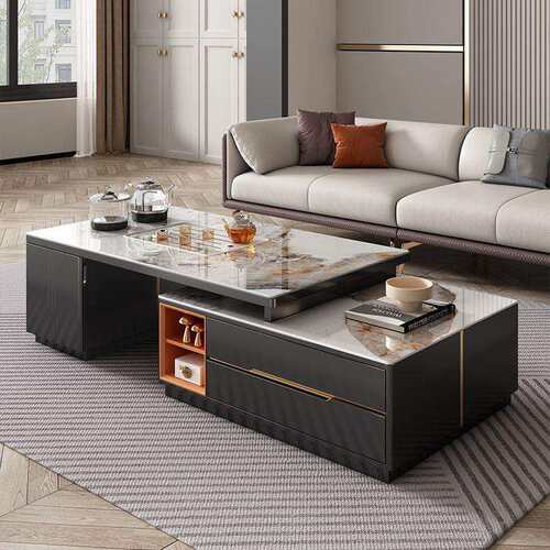 岩板功夫泡茶茶几家用客厅茶台一体轻奢现代多功能茶几电视柜组合