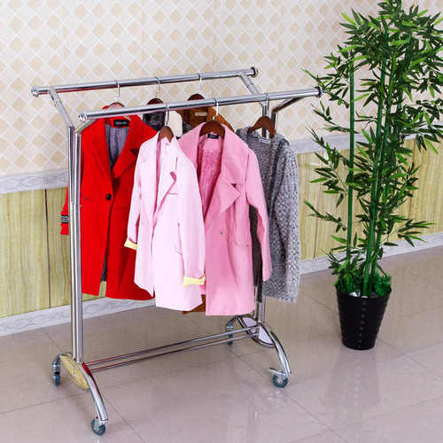 轮中岛挂伸缩侧移动单杠衣架带折叠双杠落地展示架服装店ft龙门架