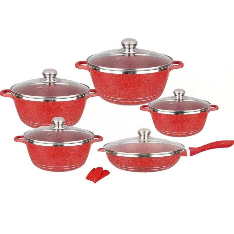 12pcs cookwareset 件套 套装锅具铝制不粘锅大理石麦饭石套锅