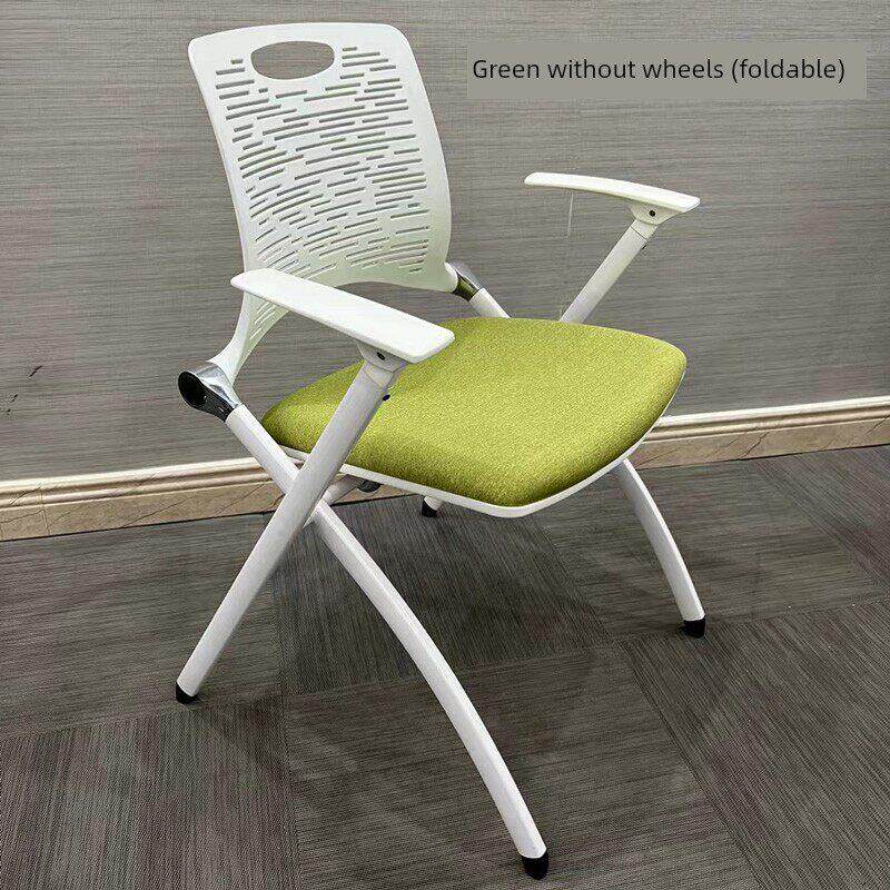 会议椅可折叠教育机构培训带轮子学习椅员工办公椅白色高端移动椅