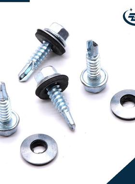 六角复合垫钻尾螺丝圆形带孔复合垫圈自攻螺丝5号尾自钻螺钉厂