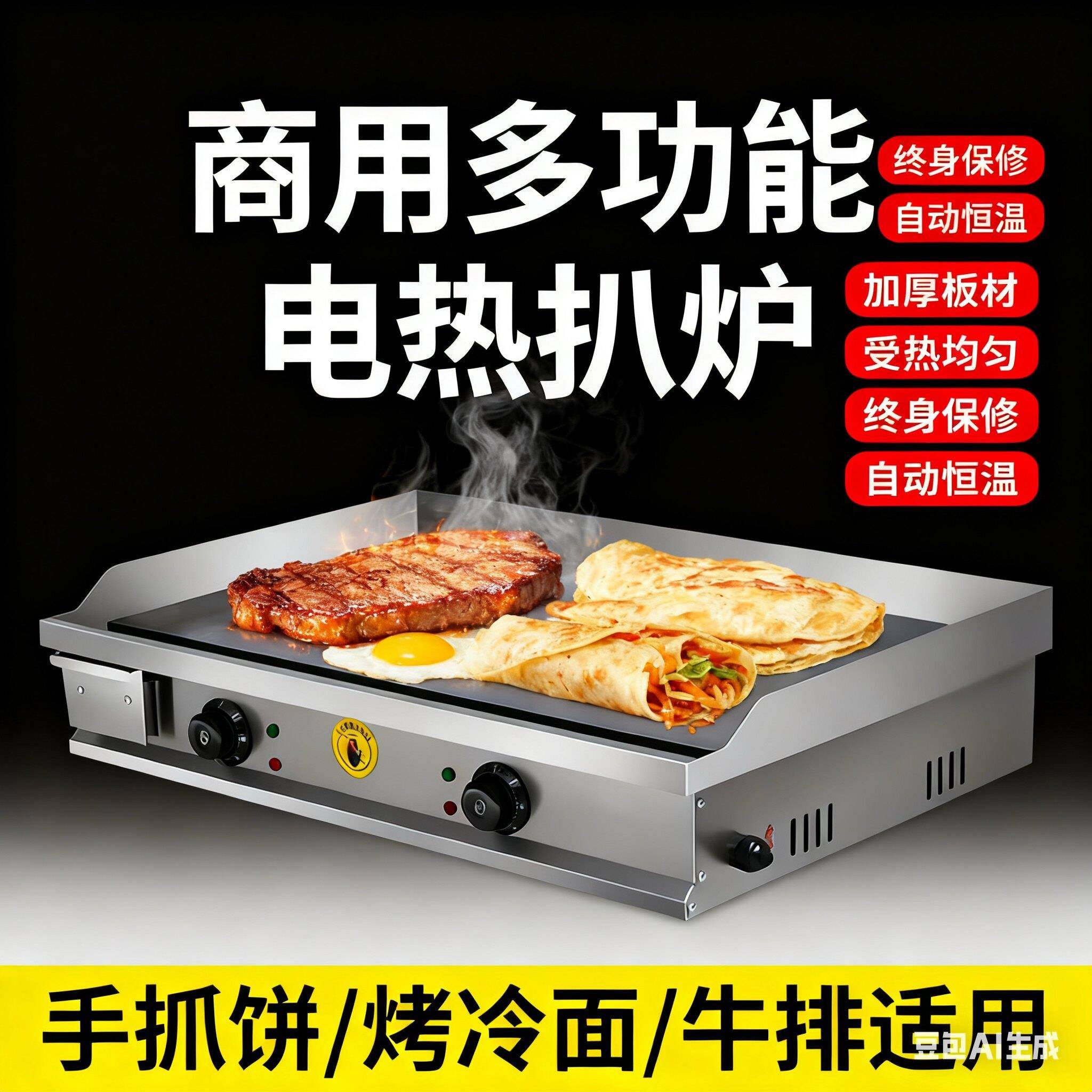 商用电扒炉铁板烧摆摊炒房烤冷面机器手抓饼牛排鱿鱼煎锅汉堡铁板