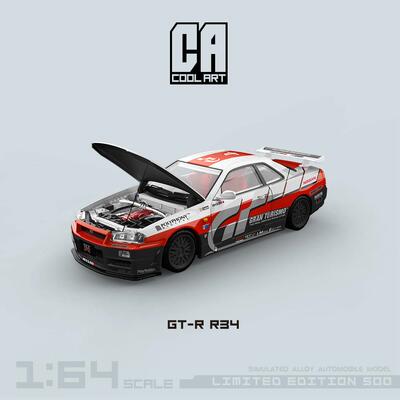 COOL ART 1:64 GT-R R34 赛车拉花版套装仿真合金汽车模型