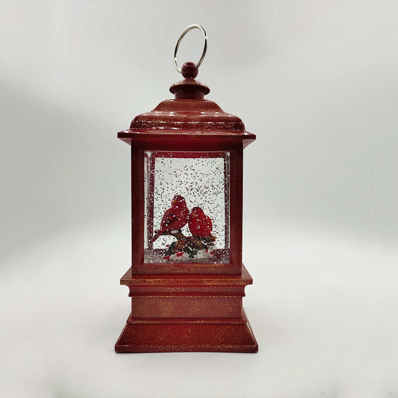 四方风灯红拍金双红鸟 风灯水灯家居结婚新婚送礼工艺品创意摆件