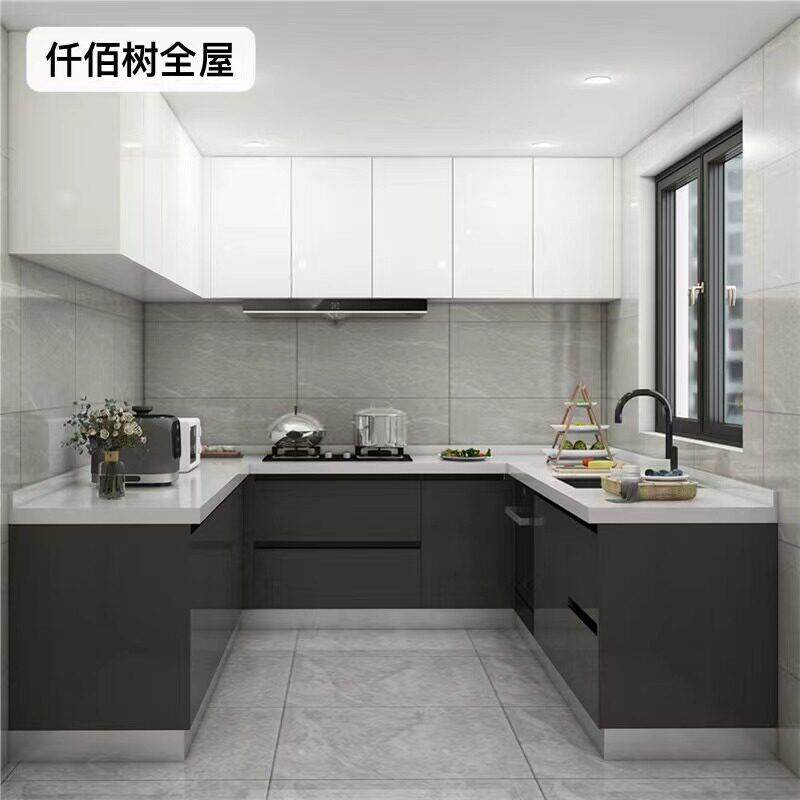 上海整体整体橱柜定制防水晶钢门板?具车石英石简约厨房定做厂家