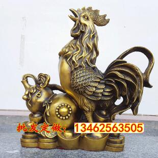 厂家直销大号铜公鸡摆件 葫芦鸡生肖鸡金钱鸡元宝鸡客厅风水铜器