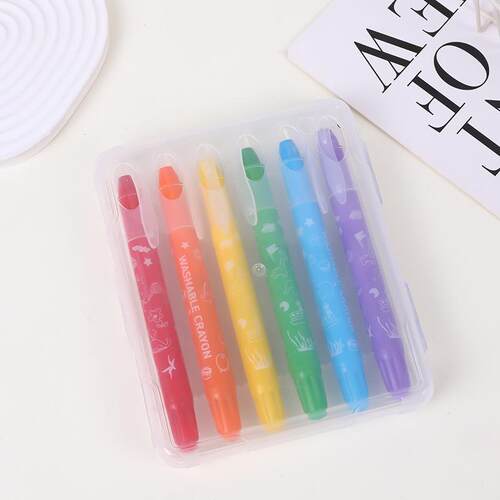 旋彩棒可水洗不脏手蜡笔儿童幼儿园适用画笔油画棒色旋