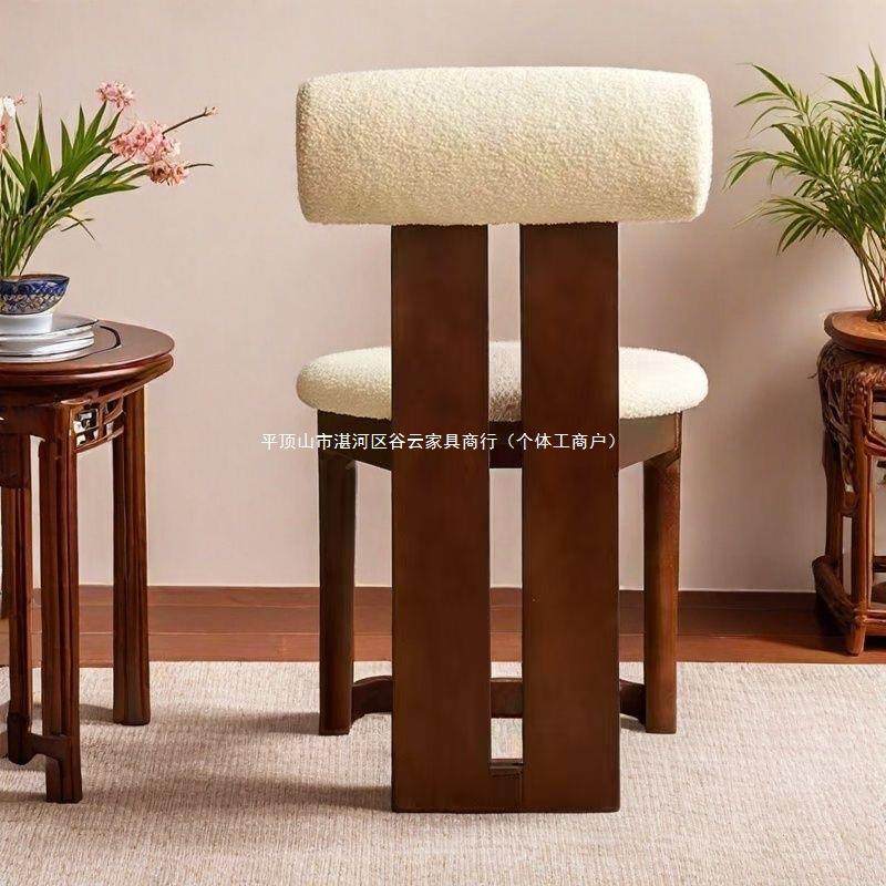 古法式木餐椅家用客厅古餐桌化妆中复餐桌椅设计EQB师靠实背椅河