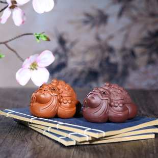 钱袋金蟾茶盘摆件雕塑 宜兴厂家批发直供原矿手工茶宠 紫砂工艺品