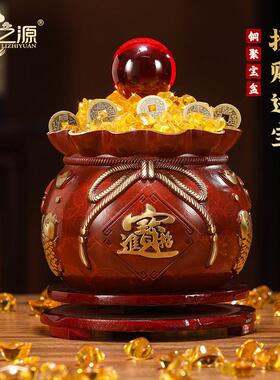 礼之源黄铜工艺礼品摆饰聚宝盆摆件金元宝钱袋子铜香炉乔迁开 业