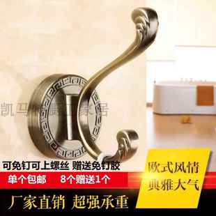 壁挂金属门钩单个门后衣服挂钩单钩浴 能挂100斤免打孔挂衣钩钉装