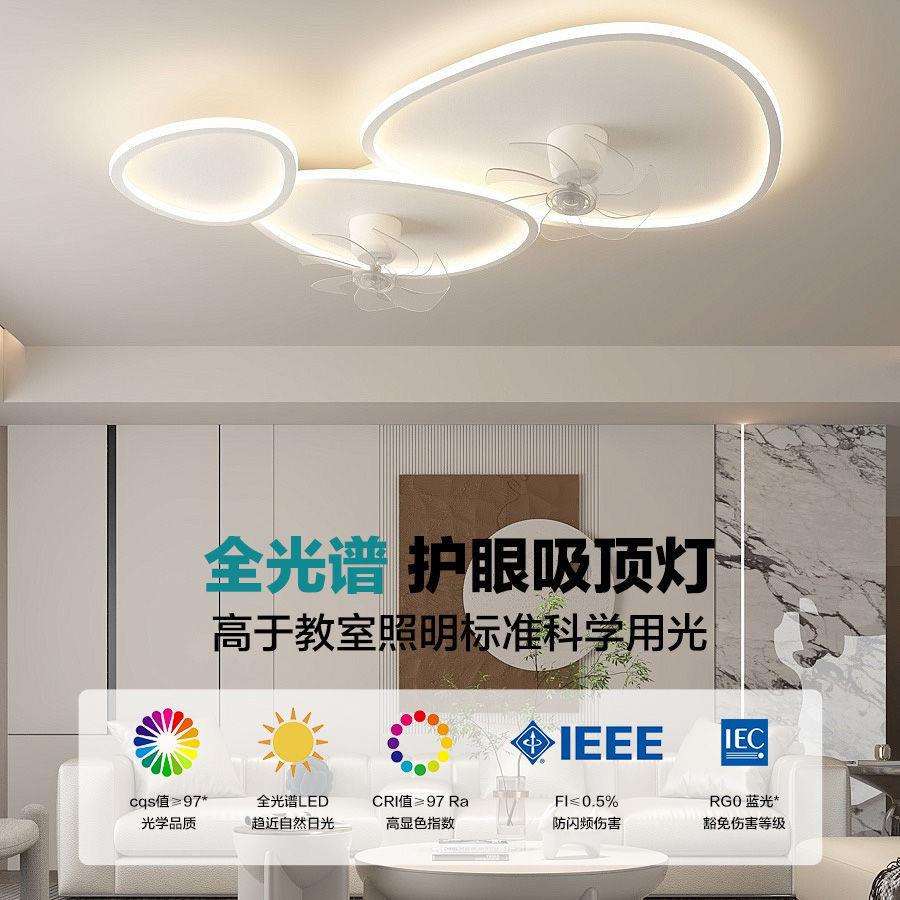 全光谱卧室一体摇头房间风扇灯卧室餐厅灯带风扇智能客厅风扇灯图片