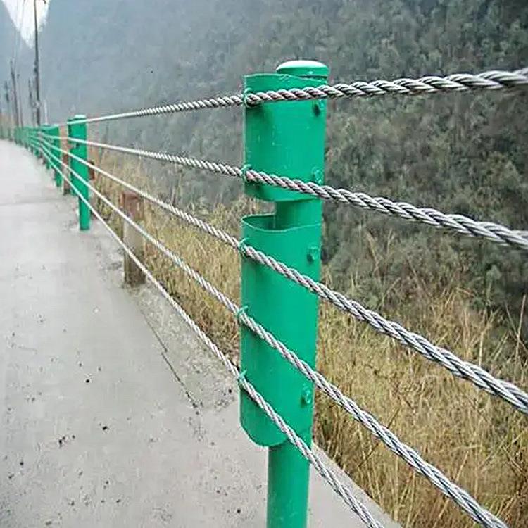 钢索护栏绳索护栏景区山区公路河道五索六索防护缆锁栏杆钢丝绳图片