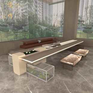 需定制现代简约酒店大堂阅读桌接待区民宿休闲茶桌椅会议大长桌家