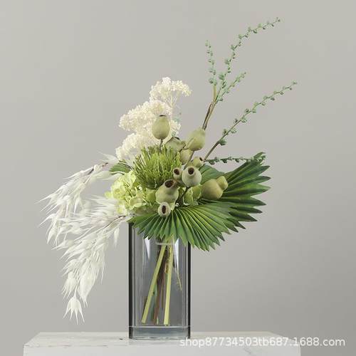 现代简约轻奢仿真花艺假花摆件样板间酒店客厅茶几室售楼处装饰品