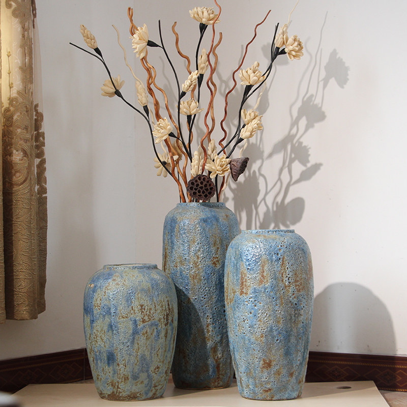 景德镇粗陶陶罐坛子花器落地花瓶土陶做旧仿古大型花盆样板房摆设,家居饰品,花瓶,淘宝优惠券,粉丝福利购,淘宝优惠卷