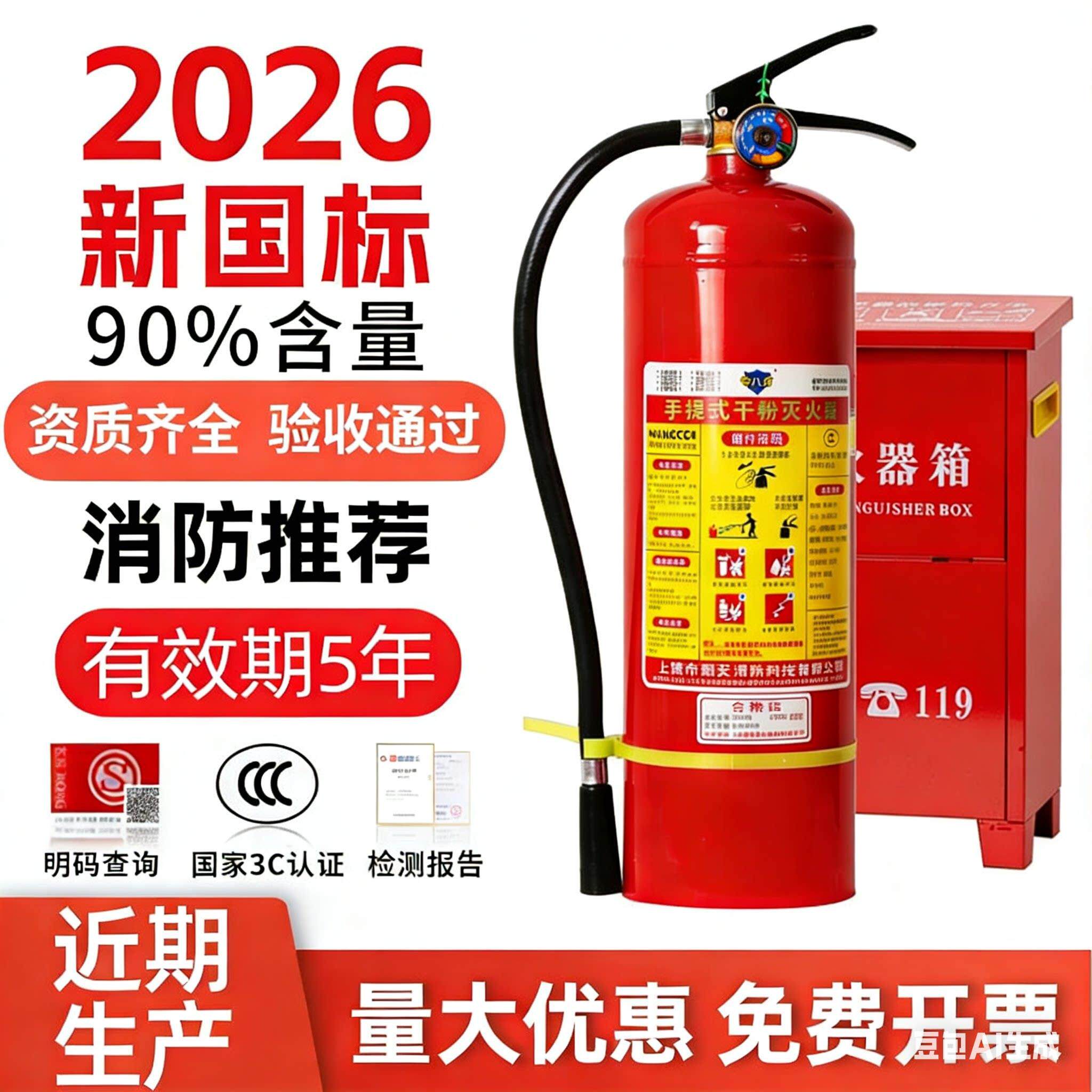灭火器4kg干粉灭火器箱4×2套装组合家用车用4公斤店用消防器材