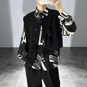 LL男装衬衫男长袖春秋高级感痞帅休闲2026年新款时尚潮流马甲套装