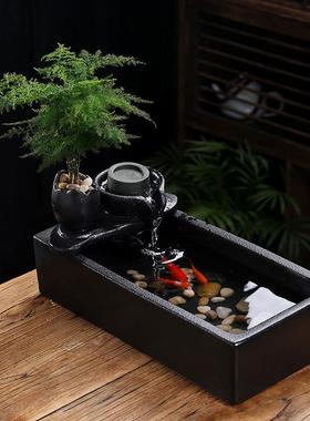 创意流水生财循环水招财办公室桌面装饰品茶几喷泉小摆件开业礼物