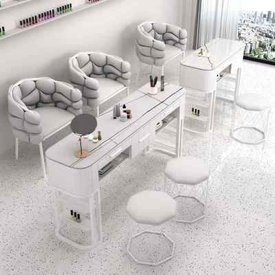 奶油风美甲桌椅套装组合大理石单人双人美甲台日式美甲店