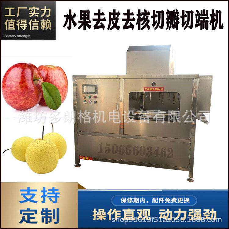 四工位苹果梨削皮去核切瓣切端机 大产量水果深加工设备
