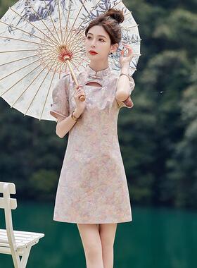ZHAN2828新式改良旗袍连显衣裙女年夏季新款风盘扣小个中子瘦裙子