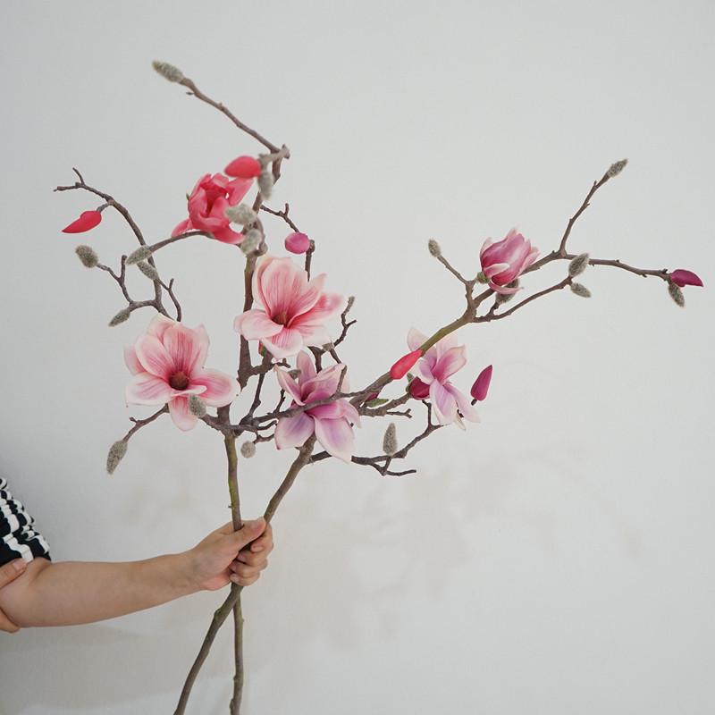 新中式仿真大花玉兰花落地装饰花艺客厅摆放软装陈设摄影道具假花