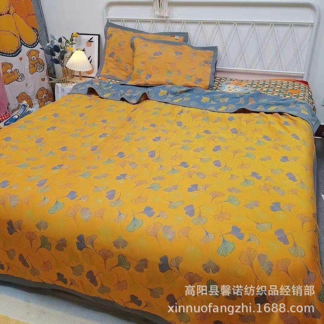 新品精梳棉细沙纱布毛巾被大豆纤维盖毯春夏单双人秋冬休闲毯