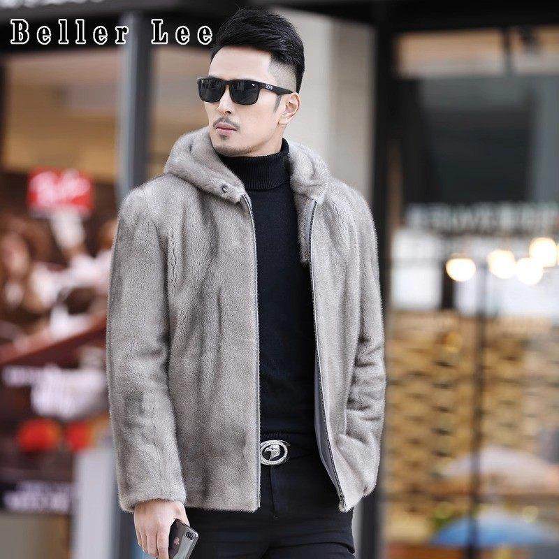BellerLee 高端银兰貂拉链皮衣皮草外套男新款整貂立领水貂皮大衣