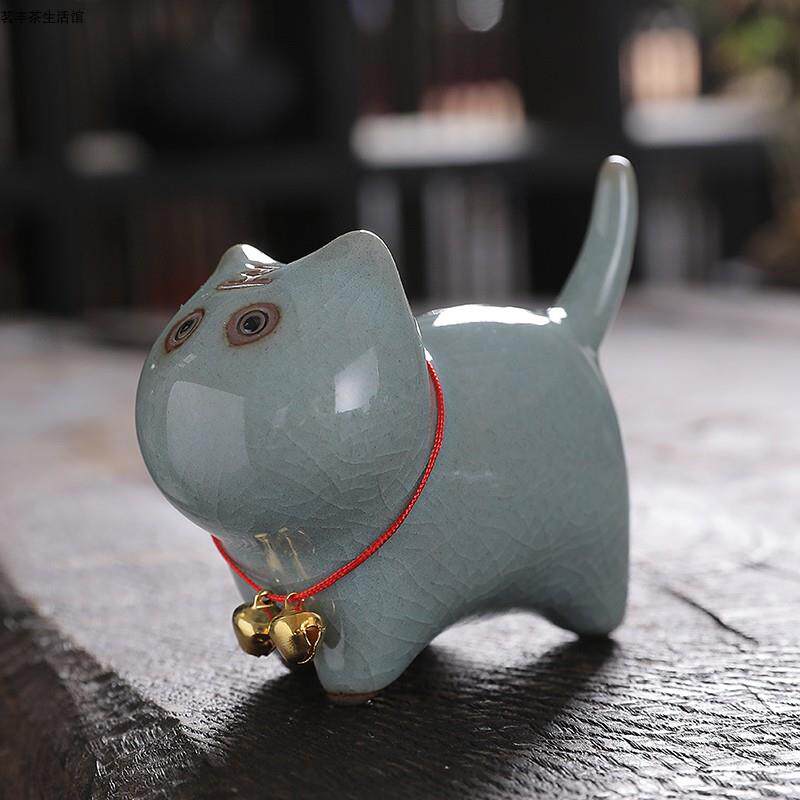 陶瓷可爱小猫咪摆件装饰动物微景观茶宠室内桌面饰品茶具配件茶玩