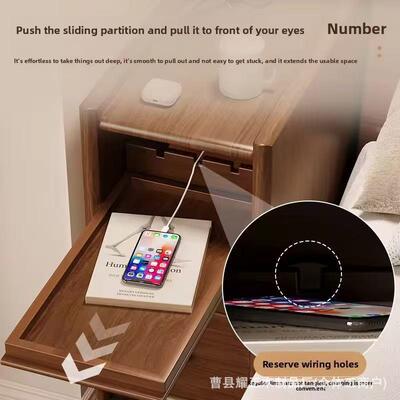 纳实木床头柜小型超窄客厅卧C室床边置物架床头小边几墙102220M靠