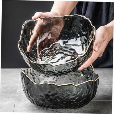 Irregular Gold Inlay Edge Glass Salad Bowl Fruit Bowls