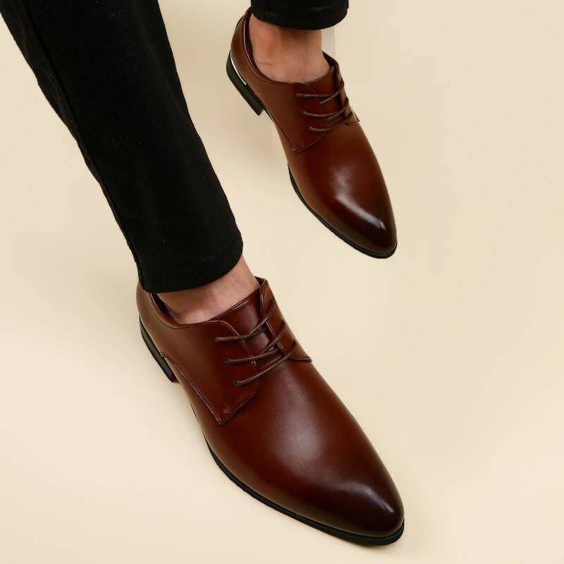 正品英尖头内增高正皮鞋士真装皮夏季透男气青年韩版潮商伦务休闲