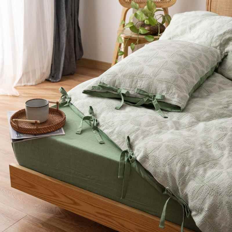 A双层纱布四件套全棉纯类棉棉床单被套春季简al洗约1.水8m床上用