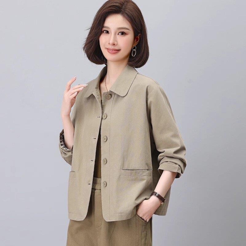 韩版修身时尚休闲短款外套女春秋新款小个子百搭宽松中年妈妈上衣