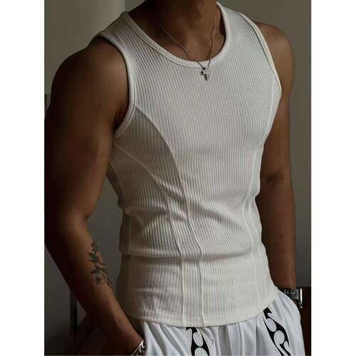 Men's Solid Color Crew Neck Sleeveless Casual Tank Top