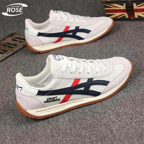 ELEGANT ROSE阿甘鞋男 真皮网面小白鞋 四季通用德训鞋