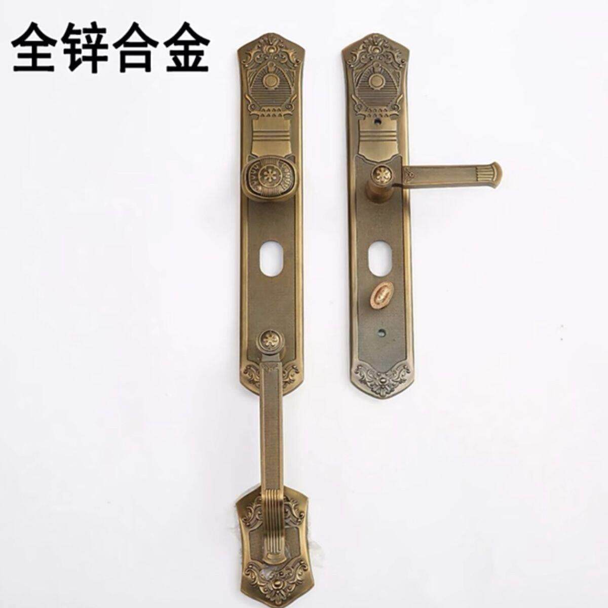 豪华防盗门拉手入户门锁锌合金别墅大门锁把黄古铜法老锁加厚防撬