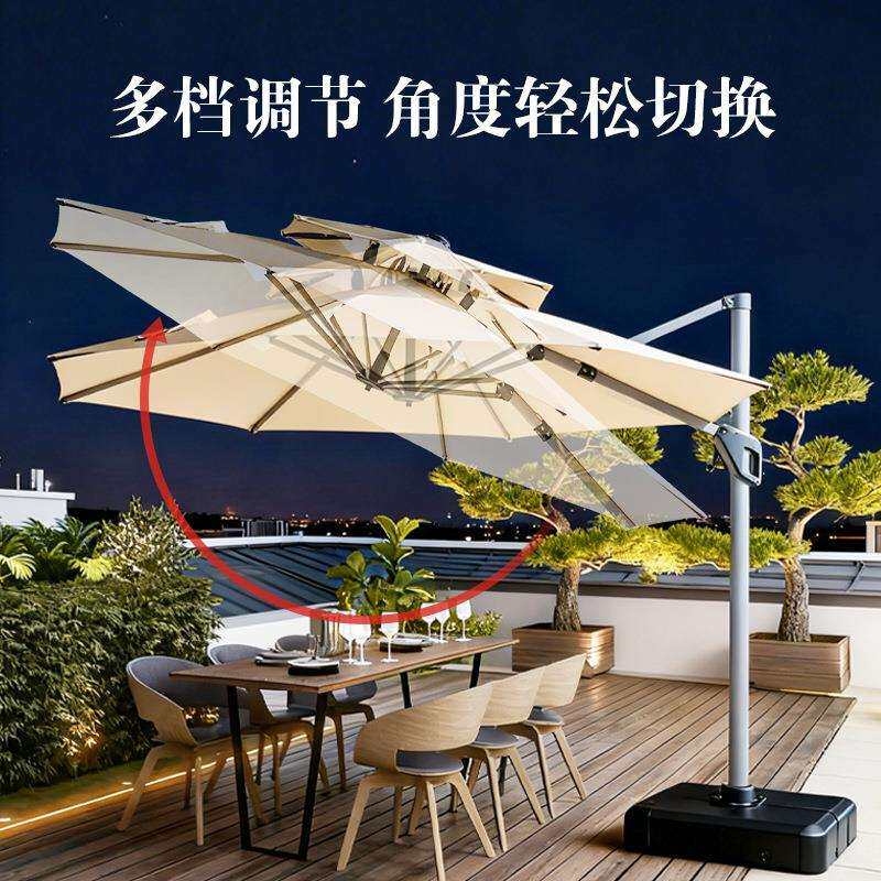 户外防晒遮阳伞庭院露台花园大太阳伞室外阳台摆摊别墅黑胶罗马伞