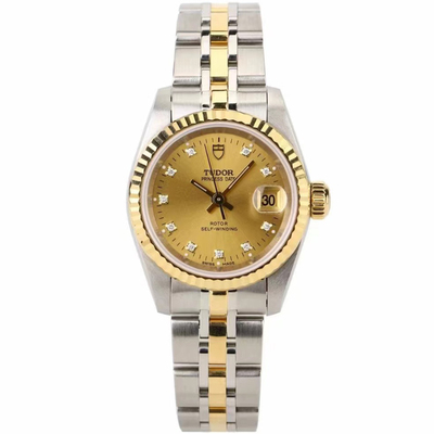 3折即刻拍【公价30000】98新25mm帝舵18k金镶钻自动机械女表正品