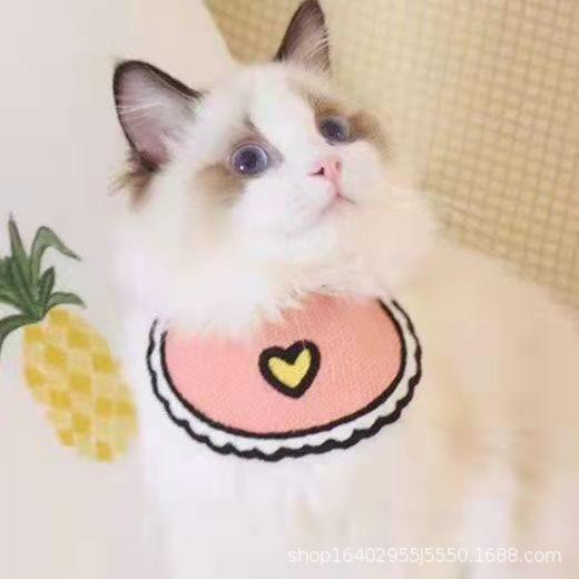 宠物口水巾猫咪狗狗围兜可爱围巾围脖蓝色粉色爱心装饰拍照道具