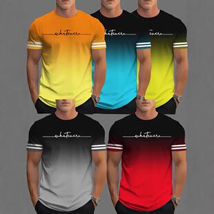 Casual Print Striped Summer 5Pcs Mens Moisture-Wicking