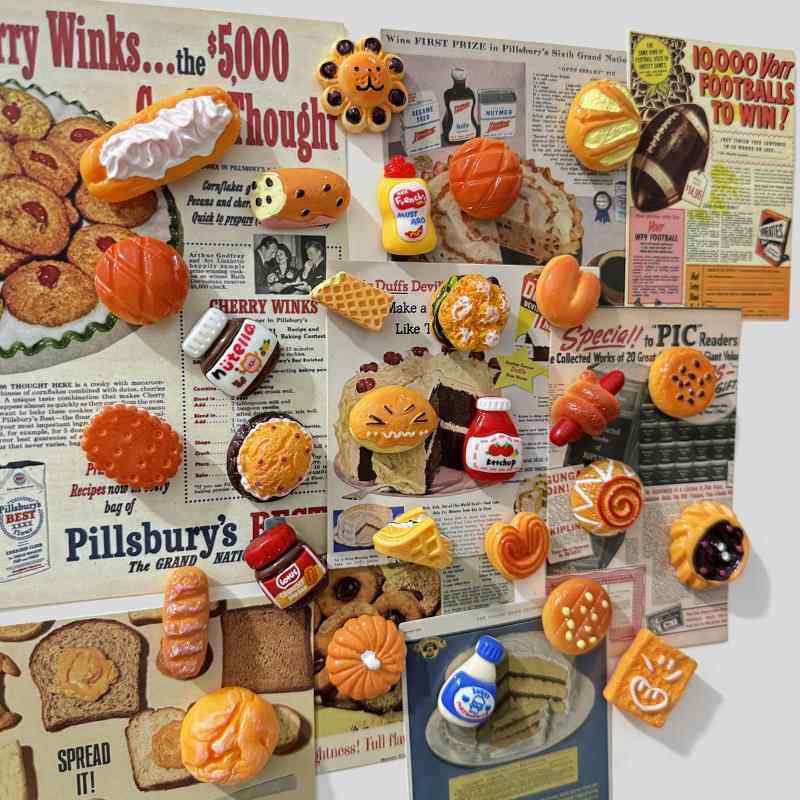 彷真面包饼干创意冰箱贴磁铁强力白板装饰拍立得留言纸照片强固定