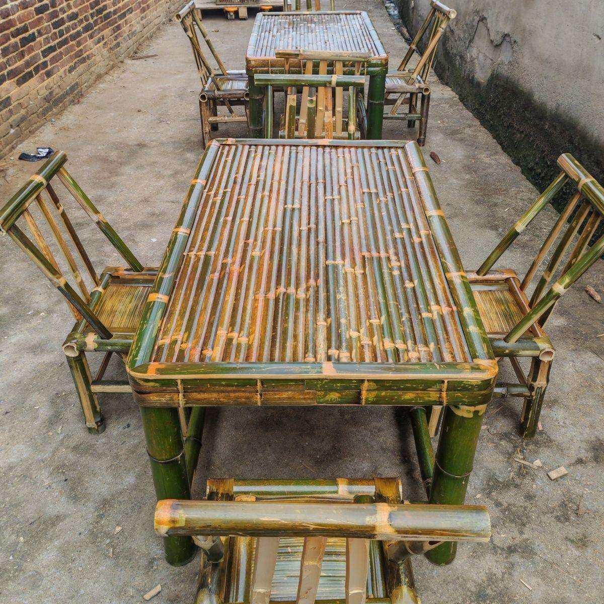 纯手工桌子桌椅茶桌餐桌茶几办公家用户外庭院火锅竹子桌椅全套