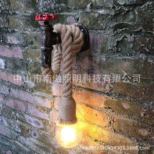 复古麻绳吊灯北欧现代简约个性水管吊灯餐厅酒吧台书房吧台灯具