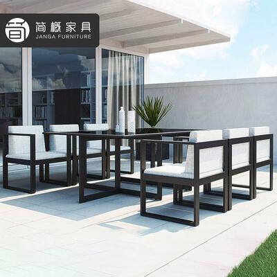 户外别墅庭院露台桌椅花园铝合金防水防晒家具露天休闲一桌六椅
