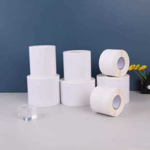 直销新款卷筒铜版纸标签100X160姓名贴不干胶产品标签贴纸飞机盒